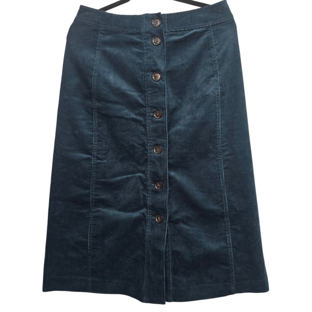 NWT Banana Republic Teal Corduroy Midi Skirt Sz 8 Dark Academia Cottagecore boho